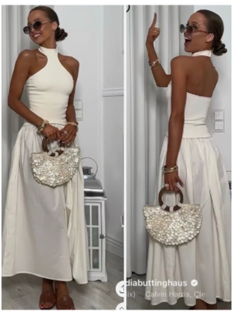 Zara Cream Halter Maxi Skirt